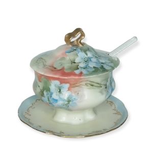 Versailles Vintage Sugar Bowl, Lid & Glass Spoon